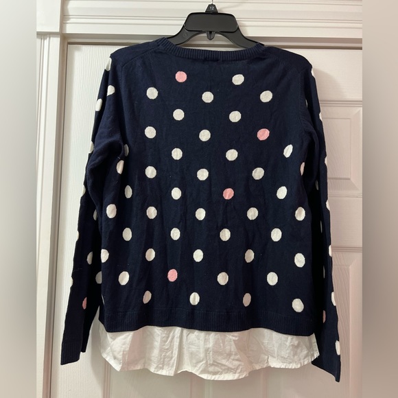 Talbots Navy Blue Polka Dot Lightweight Sweater - Picture 9 of 11